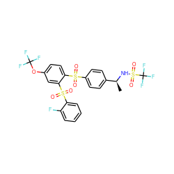 C[C@H](NS(=O)(=O)C(F)(F)F)c1ccc(S(=O)(=O)c2ccc(OC(F)(F)F)cc2S(=O)(=O)c2ccccc2F)cc1 ZINC000028898431