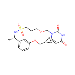 C[C@H](NS(=O)(=O)CCCOCn1ccc(=O)[nH]c1=O)c1cccc(OCC2CC2)c1 ZINC000084605514