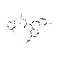 C[C@H](NS(=O)(=O)Cc1cccc(Cl)c1)[C@@H](Cc1ccc(Cl)cc1)c1cccc(C#N)c1 ZINC000028705037