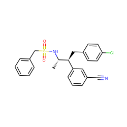 C[C@H](NS(=O)(=O)Cc1ccccc1)[C@@H](Cc1ccc(Cl)cc1)c1cccc(C#N)c1 ZINC000028705012