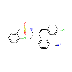 C[C@H](NS(=O)(=O)Cc1ccccc1Cl)[C@@H](Cc1ccc(Cl)cc1)c1cccc(C#N)c1 ZINC000028705024