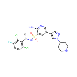 C[C@H](NS(=O)(=O)c1cc(-c2cnn(C3CCNCC3)c2)cnc1N)c1c(Cl)ccc(F)c1Cl ZINC000096285903