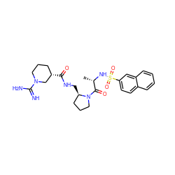 C[C@H](NS(=O)(=O)c1ccc2ccccc2c1)C(=O)N1CCC[C@H]1CNC(=O)[C@H]1CCCN(C(=N)N)C1 ZINC000013436184