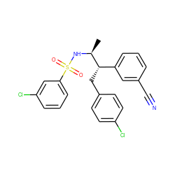 C[C@H](NS(=O)(=O)c1cccc(Cl)c1)[C@@H](Cc1ccc(Cl)cc1)c1cccc(C#N)c1 ZINC000028704943