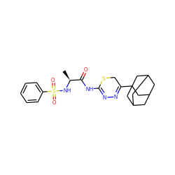 C[C@H](NS(=O)(=O)c1ccccc1)C(=O)NC1=NN=C(C23CC4CC(CC(C4)C2)C3)CS1 ZINC000013864139