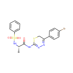 C[C@H](NS(=O)(=O)c1ccccc1)C(=O)NC1=NN=C(c2ccc(Br)cc2)CS1 ZINC000013864133