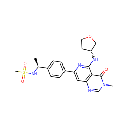 C[C@H](NS(C)(=O)=O)c1ccc(-c2cc3ncn(C)c(=O)c3c(N[C@@H]3CCOC3)n2)cc1 ZINC000115627115