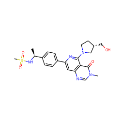 C[C@H](NS(C)(=O)=O)c1ccc(-c2cc3ncn(C)c(=O)c3c(N3CC[C@H](CO)C3)n2)cc1 ZINC000115625044