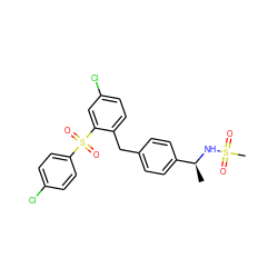 C[C@H](NS(C)(=O)=O)c1ccc(Cc2ccc(Cl)cc2S(=O)(=O)c2ccc(Cl)cc2)cc1 ZINC000028527390