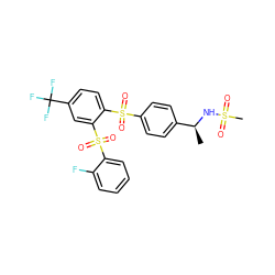 C[C@H](NS(C)(=O)=O)c1ccc(S(=O)(=O)c2ccc(C(F)(F)F)cc2S(=O)(=O)c2ccccc2F)cc1 ZINC000028527794