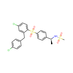 C[C@H](NS(C)(=O)=O)c1ccc(S(=O)(=O)c2ccc(Cl)cc2Cc2ccc(Cl)cc2)cc1 ZINC000028528650