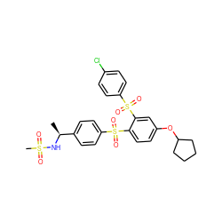 C[C@H](NS(C)(=O)=O)c1ccc(S(=O)(=O)c2ccc(OC3CCCC3)cc2S(=O)(=O)c2ccc(Cl)cc2)cc1 ZINC000028526328