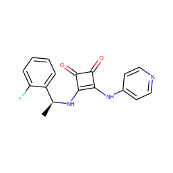 C[C@H](Nc1c(Nc2ccncc2)c(=O)c1=O)c1ccccc1F ZINC000100081551