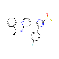 C[C@H](Nc1cc(-c2[nH]c([S@+](C)[O-])nc2-c2ccc(F)cc2)ccn1)c1ccccc1 ZINC000071316802