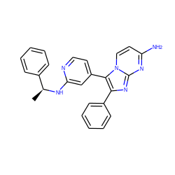 C[C@H](Nc1cc(-c2c(-c3ccccc3)nc3nc(N)ccn23)ccn1)c1ccccc1 ZINC000027105164