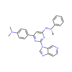 C[C@H](Nc1cc(-c2ccc(N(C)C)cc2)nc(-n2cnc3ccncc32)n1)c1ccccc1 ZINC000036348878