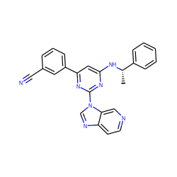 C[C@H](Nc1cc(-c2cccc(C#N)c2)nc(-n2cnc3ccncc32)n1)c1ccccc1 ZINC000036348870