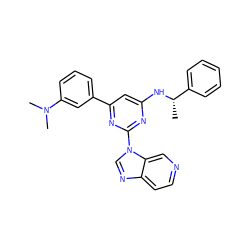 C[C@H](Nc1cc(-c2cccc(N(C)C)c2)nc(-n2cnc3ccncc32)n1)c1ccccc1 ZINC000036348901