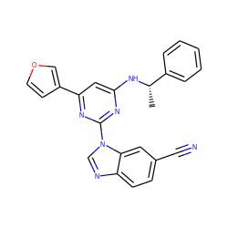 C[C@H](Nc1cc(-c2ccoc2)nc(-n2cnc3ccc(C#N)cc32)n1)c1ccccc1 ZINC000036348882