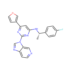 C[C@H](Nc1cc(-c2ccoc2)nc(-n2cnc3ccncc32)n1)c1ccc(F)cc1 ZINC000036348908