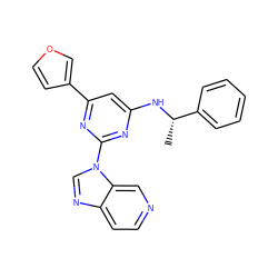 C[C@H](Nc1cc(-c2ccoc2)nc(-n2cnc3ccncc32)n1)c1ccccc1 ZINC000036348861