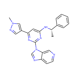 C[C@H](Nc1cc(-c2cnn(C)c2)nc(-n2cnc3ccncc32)n1)c1ccccc1 ZINC000036348931