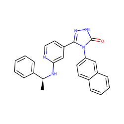 C[C@H](Nc1cc(-c2n[nH]c(=O)n2-c2ccc3ccccc3c2)ccn1)c1ccccc1 ZINC000101387337