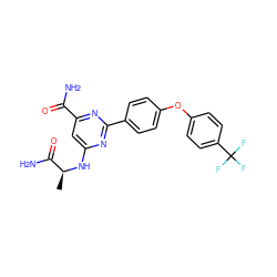 C[C@H](Nc1cc(C(N)=O)nc(-c2ccc(Oc3ccc(C(F)(F)F)cc3)cc2)n1)C(N)=O ZINC000142416918