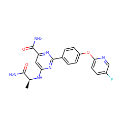 C[C@H](Nc1cc(C(N)=O)nc(-c2ccc(Oc3ccc(F)cn3)cc2)n1)C(N)=O ZINC000142476422