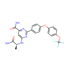 C[C@H](Nc1cc(C(N)=O)nc(-c2ccc(Oc3ccc(OC(F)(F)F)cc3)cc2)n1)C(N)=O ZINC000142478600