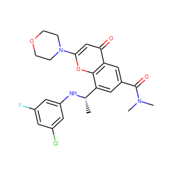 C[C@H](Nc1cc(F)cc(Cl)c1)c1cc(C(=O)N(C)C)cc2c(=O)cc(N3CCOCC3)oc12 ZINC000116735242