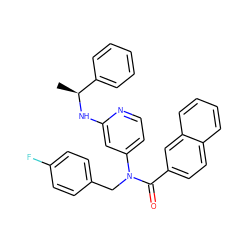 C[C@H](Nc1cc(N(Cc2ccc(F)cc2)C(=O)c2ccc3ccccc3c2)ccn1)c1ccccc1 ZINC000049071521