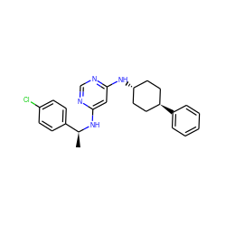 C[C@H](Nc1cc(N[C@H]2CC[C@H](c3ccccc3)CC2)ncn1)c1ccc(Cl)cc1 ZINC000261083572