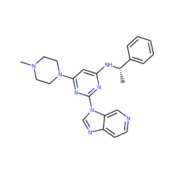 C[C@H](Nc1cc(N2CCN(C)CC2)nc(-n2cnc3ccncc32)n1)c1ccccc1 ZINC000036348887