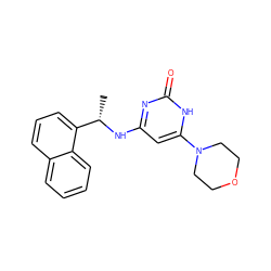 C[C@H](Nc1cc(N2CCOCC2)[nH]c(=O)n1)c1cccc2ccccc12 ZINC000095580642