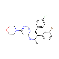 C[C@H](Nc1cc(N2CCOCC2)ncn1)[C@@H](Cc1ccc(Cl)cc1)c1cccc(Br)c1 ZINC000043010855