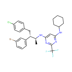 C[C@H](Nc1cc(NC2CCCCC2)nc(C(F)(F)F)n1)[C@@H](Cc1ccc(Cl)cc1)c1cccc(Br)c1 ZINC000043074847