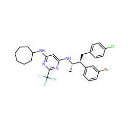 C[C@H](Nc1cc(NC2CCCCCC2)nc(C(F)(F)F)n1)[C@@H](Cc1ccc(Cl)cc1)c1cccc(Br)c1 ZINC000043013845