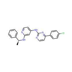 C[C@H](Nc1cc(Nc2nccc(-c3ccc(Cl)cc3)n2)ccn1)c1ccccc1 ZINC000029126643