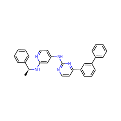 C[C@H](Nc1cc(Nc2nccc(-c3cccc(-c4ccccc4)c3)n2)ccn1)c1ccccc1 ZINC000029126696