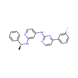 C[C@H](Nc1cc(Nc2nccc(-c3cccc(F)c3)n2)ccn1)c1ccccc1 ZINC000029126743