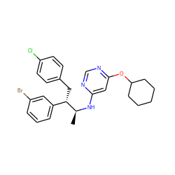 C[C@H](Nc1cc(OC2CCCCC2)ncn1)[C@@H](Cc1ccc(Cl)cc1)c1cccc(Br)c1 ZINC000043077673