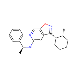 C[C@H](Nc1cc2c([C@H]3CCCC[C@H]3C)noc2cn1)c1ccccc1 ZINC000045506058