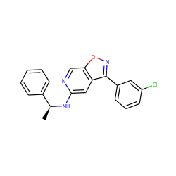 C[C@H](Nc1cc2c(-c3cccc(Cl)c3)noc2cn1)c1ccccc1 ZINC000040421662