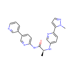 C[C@H](Nc1ccc(-c2ccnn2C)nc1)C(=O)Nc1ccc(-c2cccnc2)cn1 ZINC000221185167