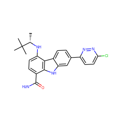 C[C@H](Nc1ccc(C(N)=O)c2[nH]c3cc(-c4ccc(Cl)nn4)ccc3c12)C(C)(C)C ZINC000072125040