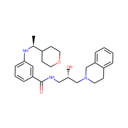 C[C@H](Nc1cccc(C(=O)NC[C@H](O)CN2CCc3ccccc3C2)c1)C1CCOCC1 ZINC000217060541