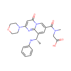 C[C@H](Nc1ccccc1)c1cc(C(=O)N(C)CC(=O)O)cn2c(=O)cc(N3CCOCC3)nc12 ZINC000299835035