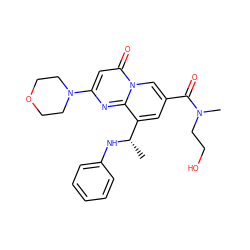 C[C@H](Nc1ccccc1)c1cc(C(=O)N(C)CCO)cn2c(=O)cc(N3CCOCC3)nc12 ZINC000299825216