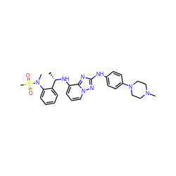 C[C@H](Nc1cccn2nc(Nc3ccc(N4CCN(C)CC4)cc3)nc12)c1ccccc1N(C)S(C)(=O)=O ZINC000096169717